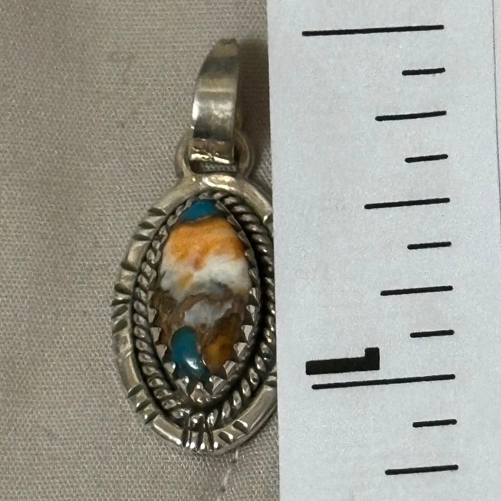 925 Sterling Silver Spiny Oyster Copper Turquoise Oval Orange/White/Blue/Brown - Picture 9 of 13